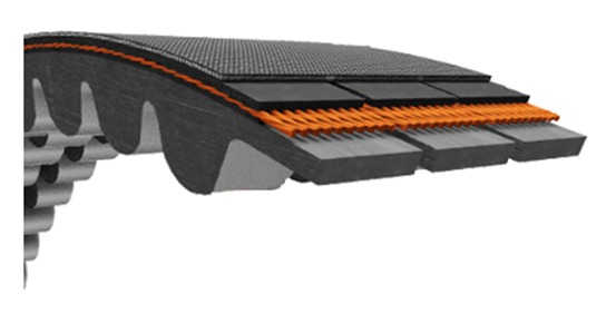 Многоручьевой клиновой ремень с формованным зубом 2HAVX10x1525